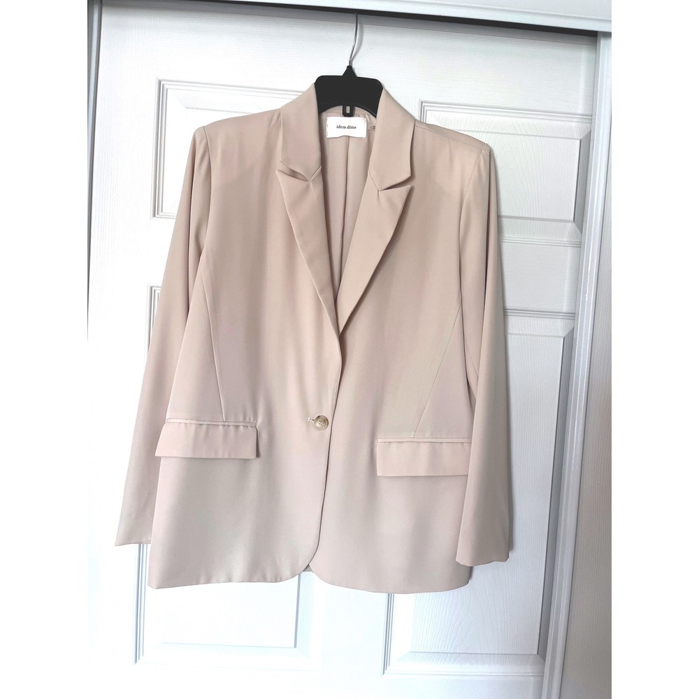 Idem Ditto Womens Beige Single Button Notched Lapel Blazer H13299J Size S